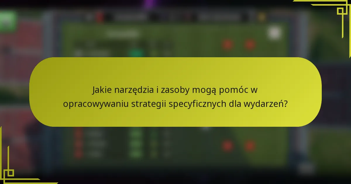 Jakie narzędzia i zasoby mogą pomóc w opracowywaniu strategii specyficznych dla wydarzeń?